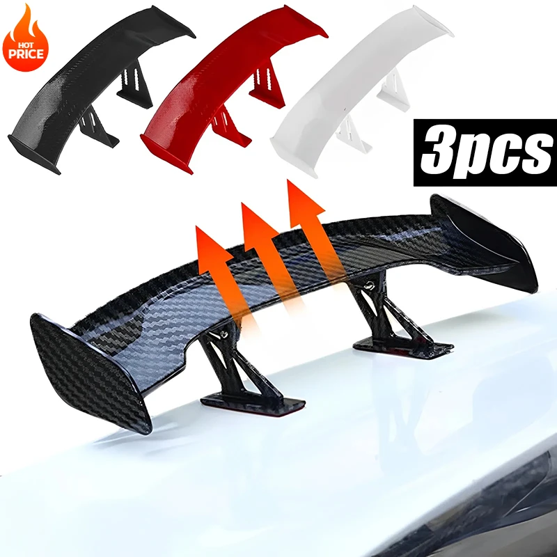 Car Universal Mini Spoiler Tail Wing Carbon Fiber Look Black White Red Tail Wings Model Auto Styling Decoration Car Accessories