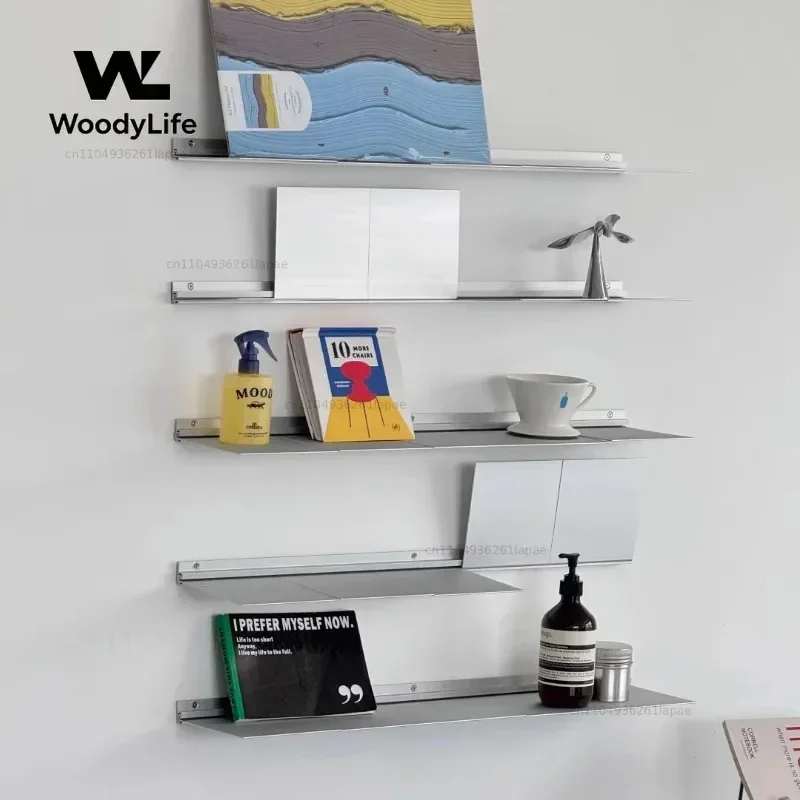 Aluminum Alloy Wall Shelf Foldable Track System Display Rack Minimalist Floating Bookshelf for Small Spaces Expandable Cup Rack