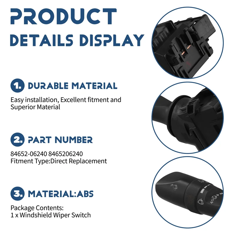 

84652-06240 Car Windshield Wiper Switch For Toyota Avalon Camry Tacoma Corolla 2012-2019 8465206240-A08Q