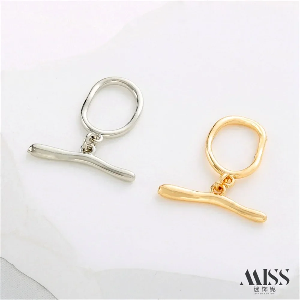 14K Gold Color Protection Irregular Oval OT Buckle DIY Handmade Bracelet Necklace Connection Ending IQ Buckle Accessories
