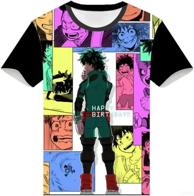 My Hero Academia Deku Anime-Print-T-Shirt, schnell trocknendes, atmungsaktives, lässiges Oberteil für Männer, Frauen, Kinder, passendes Streetwear-T-Shirt für die Familie – Detail 5