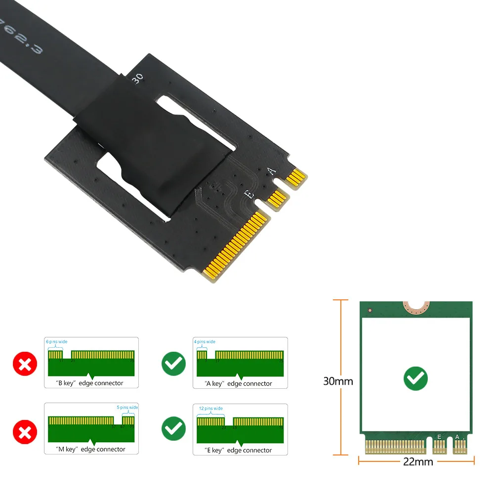 NGFF M.2 Key A/E Male To M.2 NVME Key M Female Converter Board Adapter Riser with Cable Support 2230 2242 2260 2280 M.2 NVME SSD