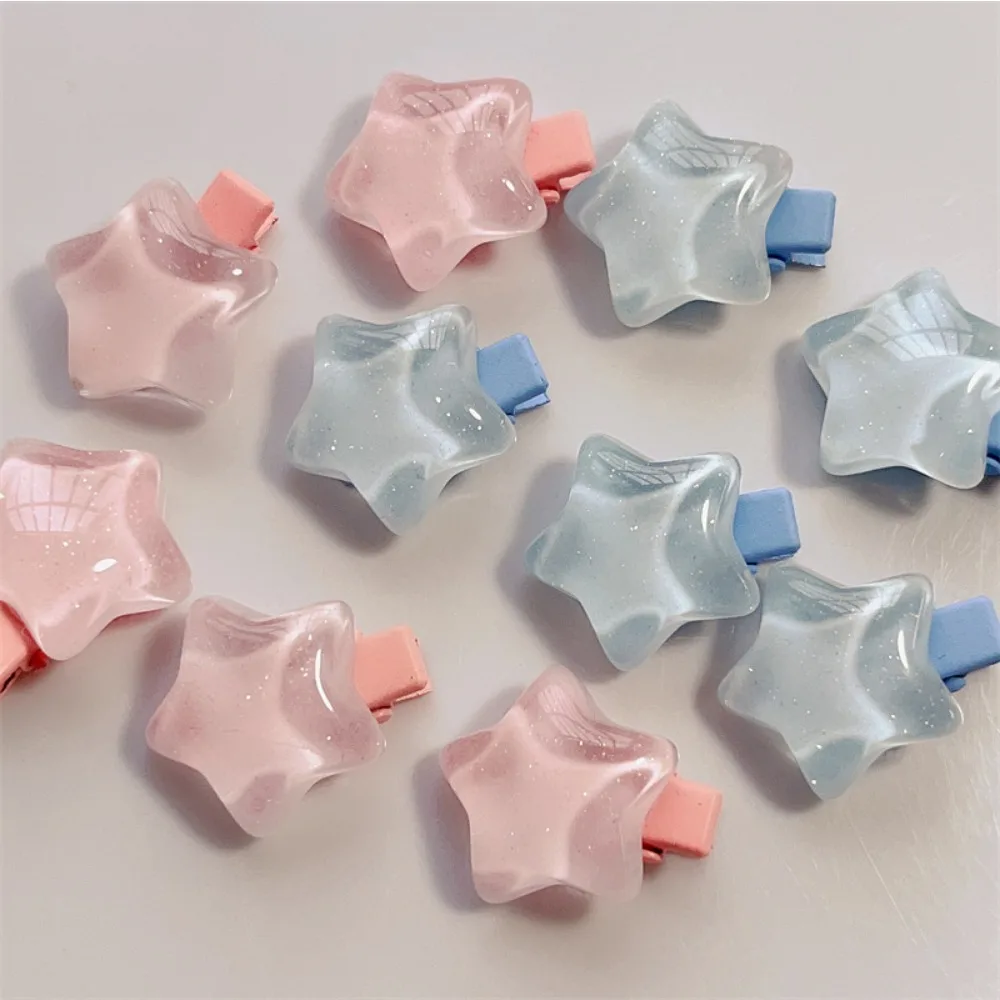4 pinzas para el cabello con forma de estrella de color gelatina para mujer, versátiles, simples, dulces y lindas, accesorios de moda para el cabello de chicas
