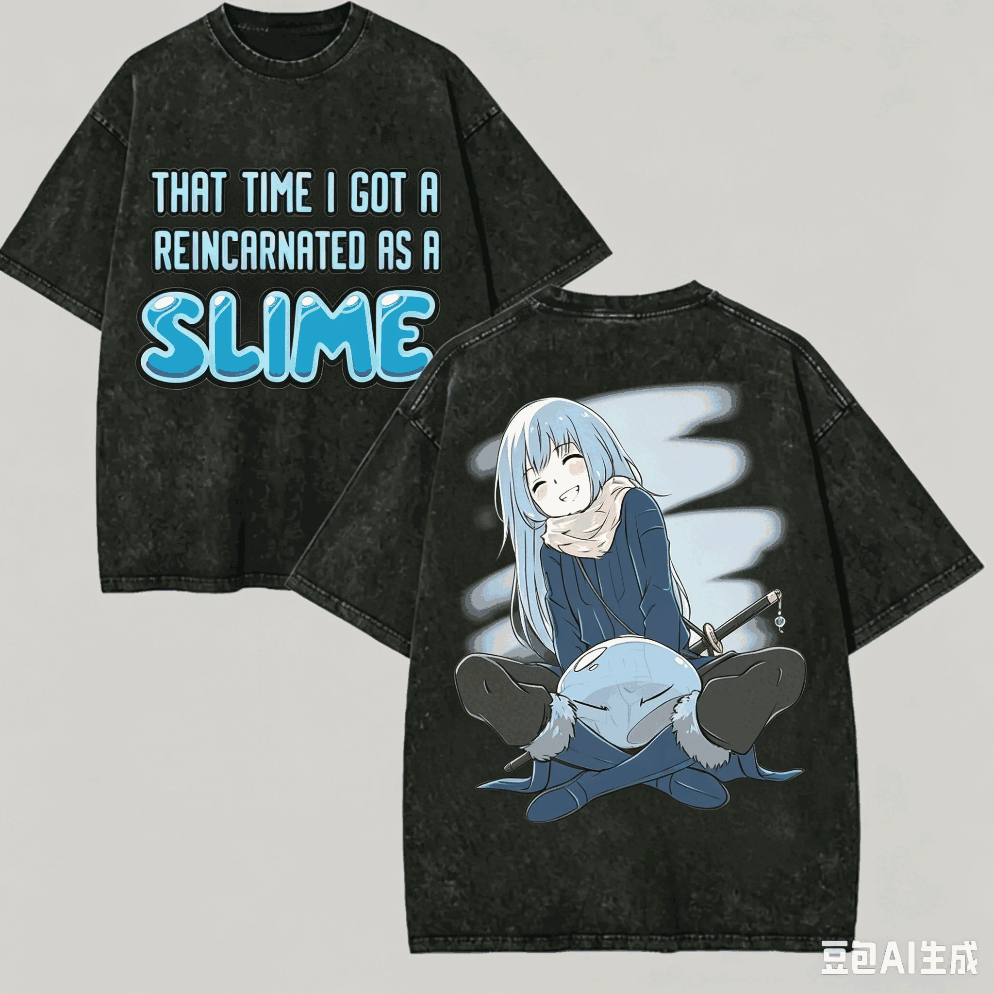 That Time I Got Reincarnated as a Slime Washed T-shirt Anime Lover Harajuku New Model Oversized Vintage Loose Classic Unisex tee