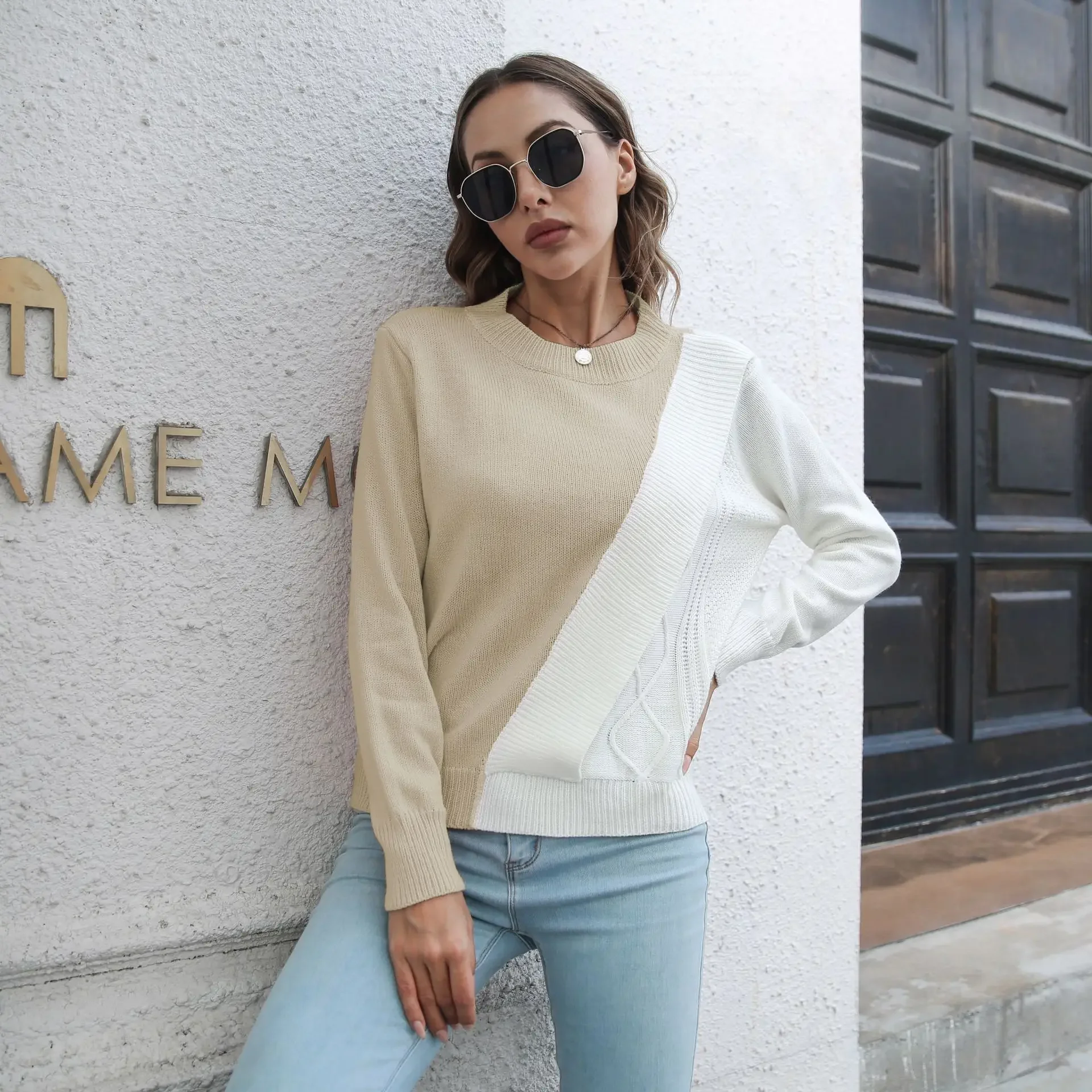 Design Sense of Colour Twist Three Dimensional Jumper Loose Autumn and Winter Long Sleeved Knit Sweater Blouses for Women