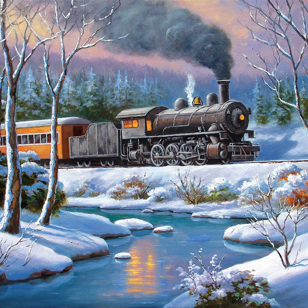 Snow Train Wooden Jigsaw Puzzle Party Games Toys For Adults  Wood Puzzles Board Game Wood Scenery Puzzle For Children