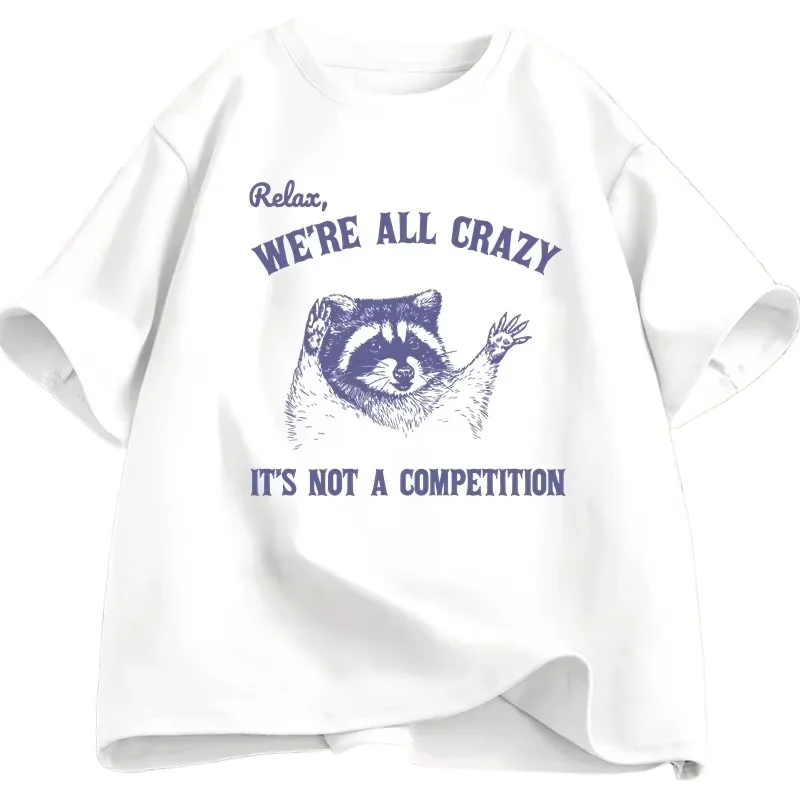 편안하게 휴식을 취하세요 우리는 모두 미친 사람입니다 남성용 티셔츠 재미있는 그래픽 티셔츠 라운드 넥 반팔 남성 디자이너 의류 스트리트웨어