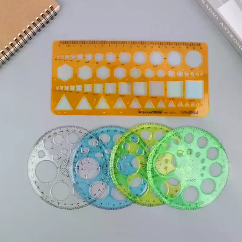 1/2/3Pcs Circles Drawing Shape Geometric Drawing Stencils Tools Multifunction Geometric Template Plastic Measuring Ruler