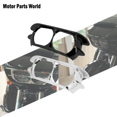 Cubierta de bisel para motocicleta, carenado de faro doble, embellecedor de faro para Harley Touring CVO Road Glide FLTRX FLTRXSE FLTRU 2015-23