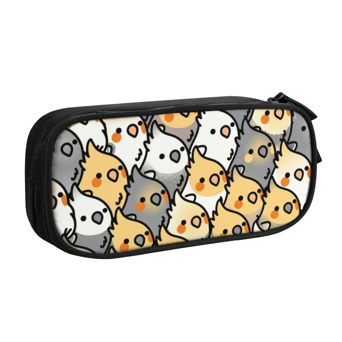 Custom Cute Chubby Cockatiel Party Pencil Cases for Boy Girl Big Capacity Parrot Bird Pencil Bag School Accessories