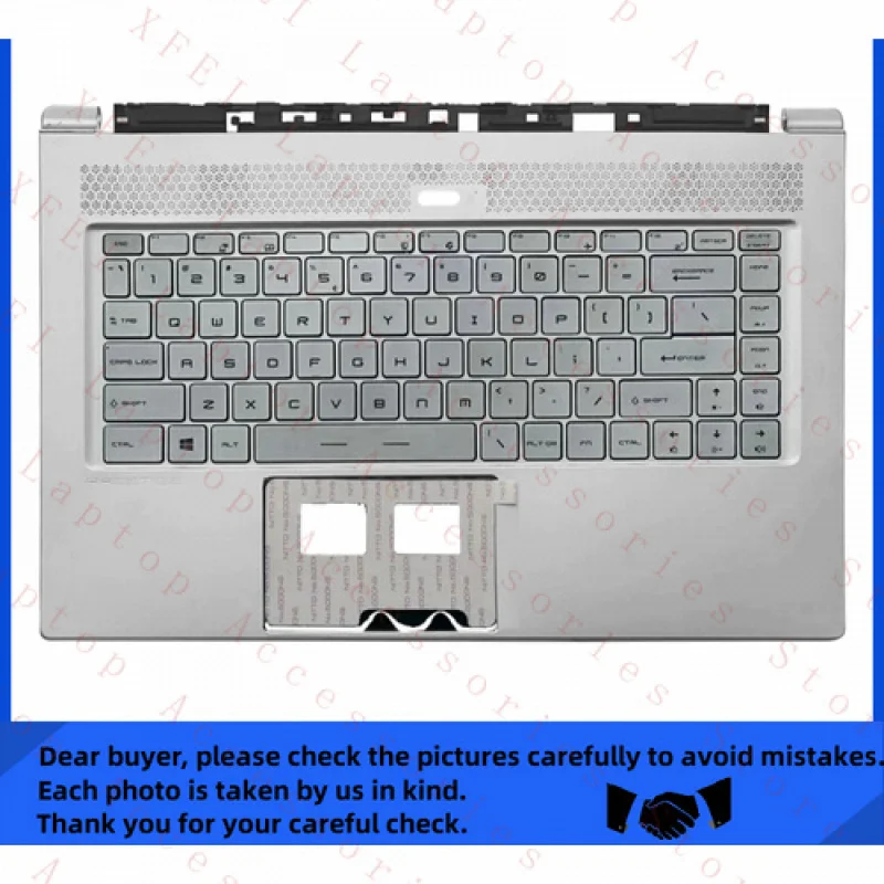 

F New for MSI GS65 MS-16Q3 16Q5 P65 8RE Upper Case Palmrest Silver Backlit Keyboard