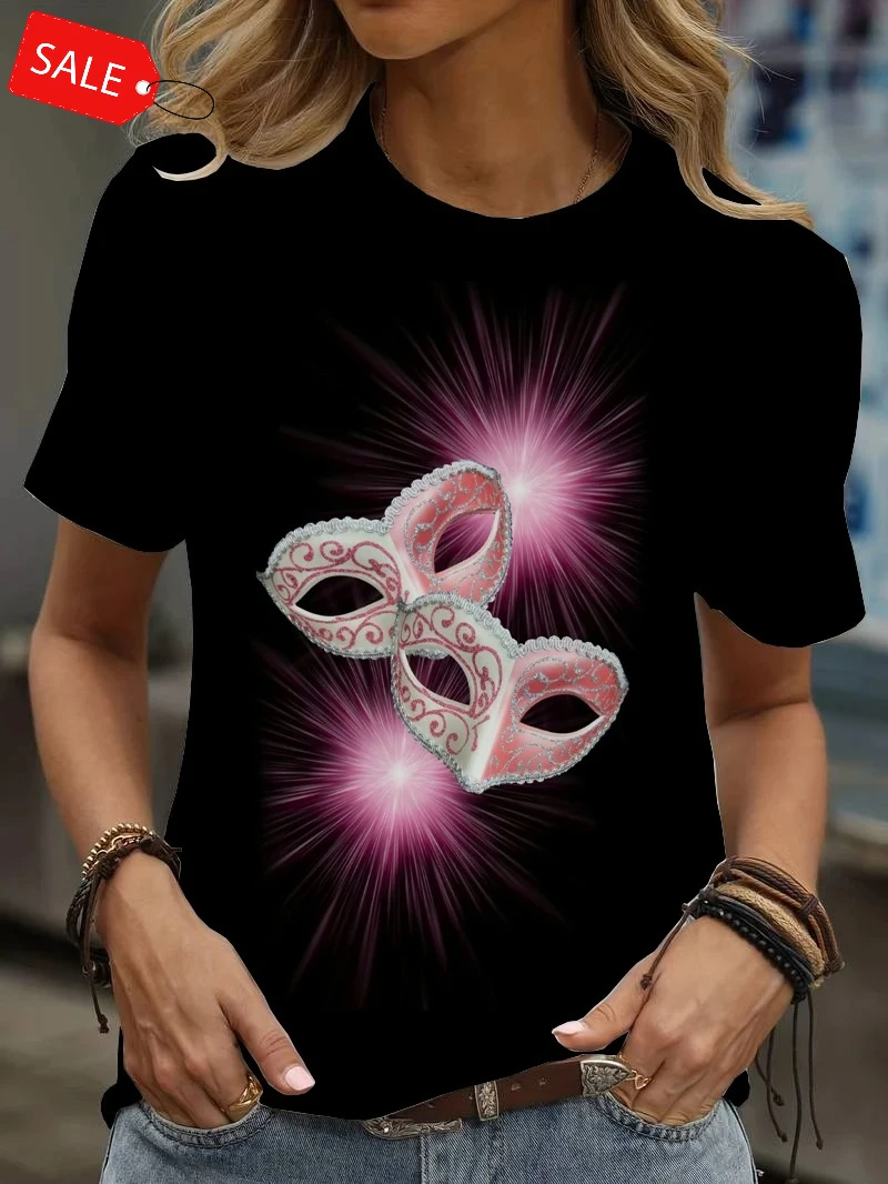 T-Shirts de noël pour femmes, imprimé Floral de dessin animé en 3D, mode d'été, col rond, manches courtes, vêtements féminins, Streetwear Y2K