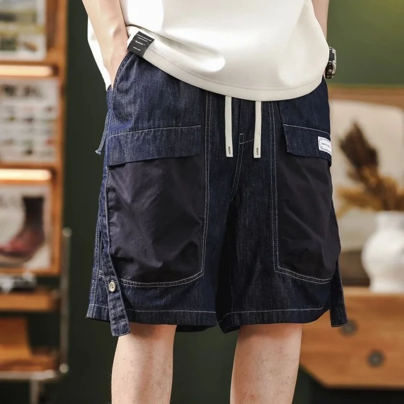 New Summer Fashion Trendy Retro Multi-pocket Cargo Shorts Men's Casual Loose Sports High Quality Plus Size Denim Shorts