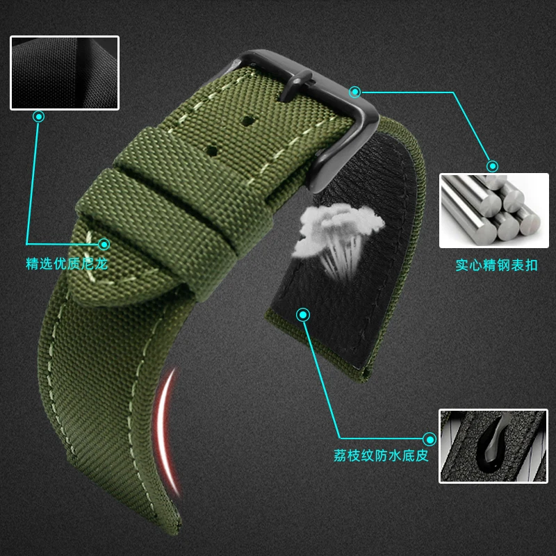 18 20 22 23 24 mm Męski nylonowy skórzany pasek do zegarka Omega Seiko Casio Tissot Breitling Tag Heuer Wysokiej jakości płócienny pasek do zegarka