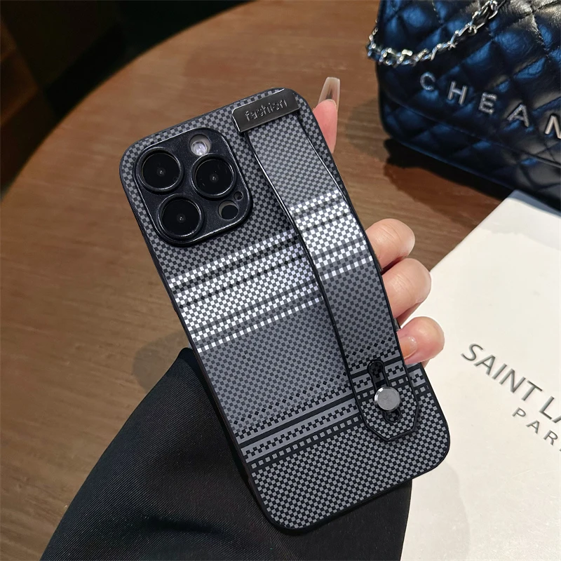 

Carbon fiber Wrist Strap Holder Phone Case For Huawei Honor X9B X9C X8A X7C X7A strap stand kevlar leather protection cover