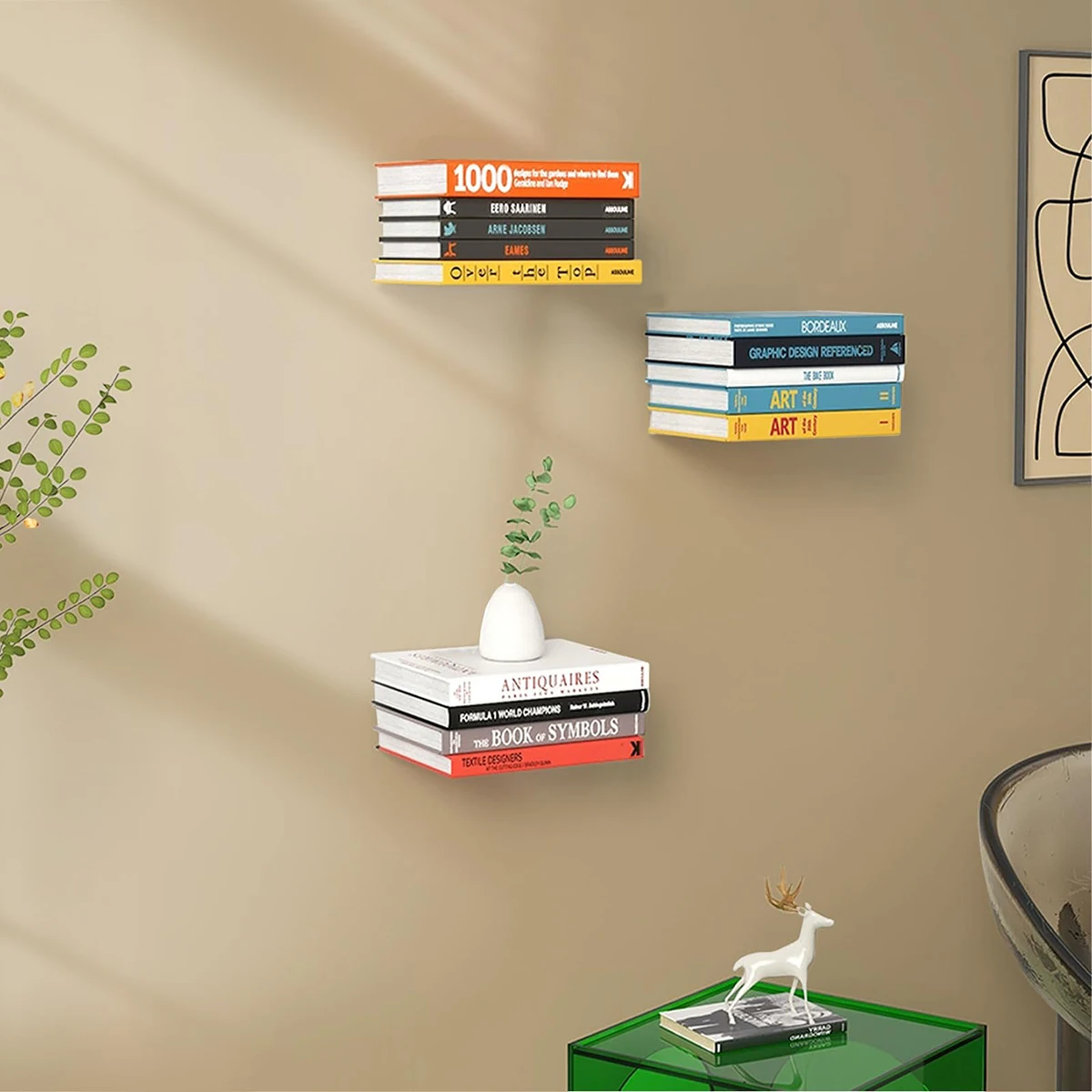 Полки для книг, книжная полка, настенный набор из 4 органайзеров для хранения, невидимая стойка для ванной комнаты, детской, декор фермерского дома