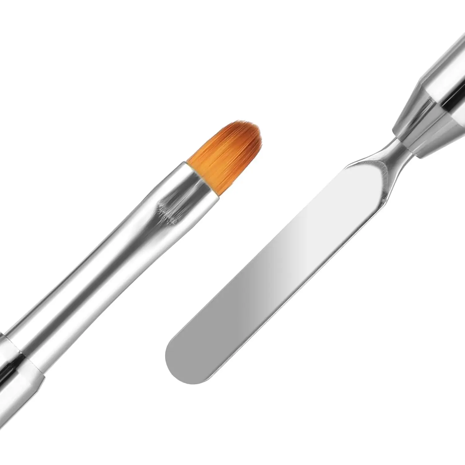 LINMANDA Gel Nail Brush Stainless Steel Dual-Ended Nail Art Brushes 2 in 1 Design Flat Gel Nail Art Slice Builder Gel Brush Tool image 4