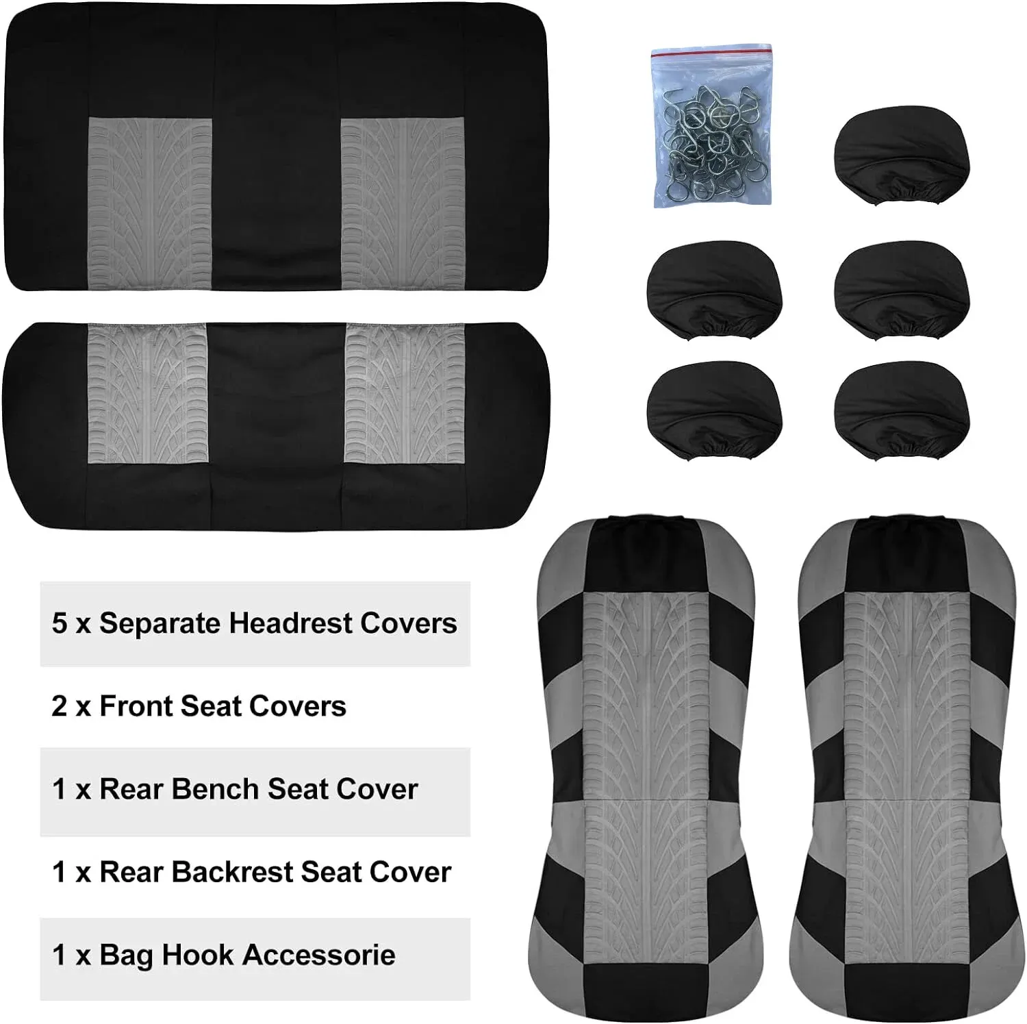 Car Seat Covers Full Set Front Split Rear Bench For Car Universal Cloth SUV Sedan Van Automotive Interior Covers image 6