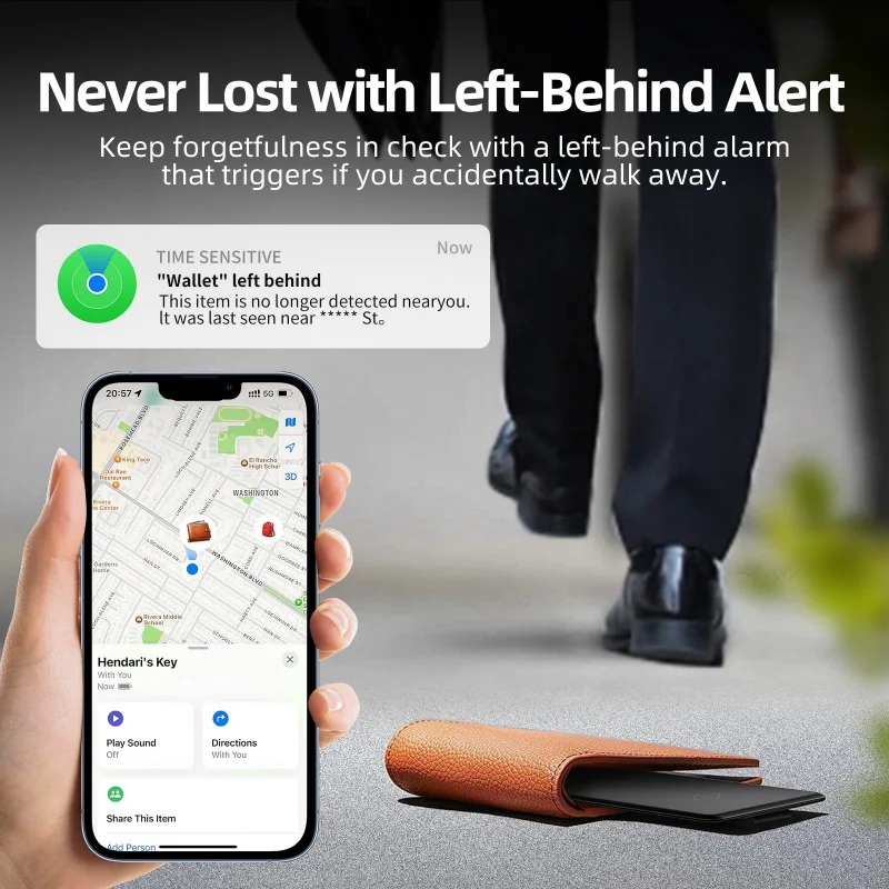 Wireless Charging Tracking Card Smart Waterproof GPS Locator Wallet Finder Works with Apple Find My App Blootooth Mini Tracker