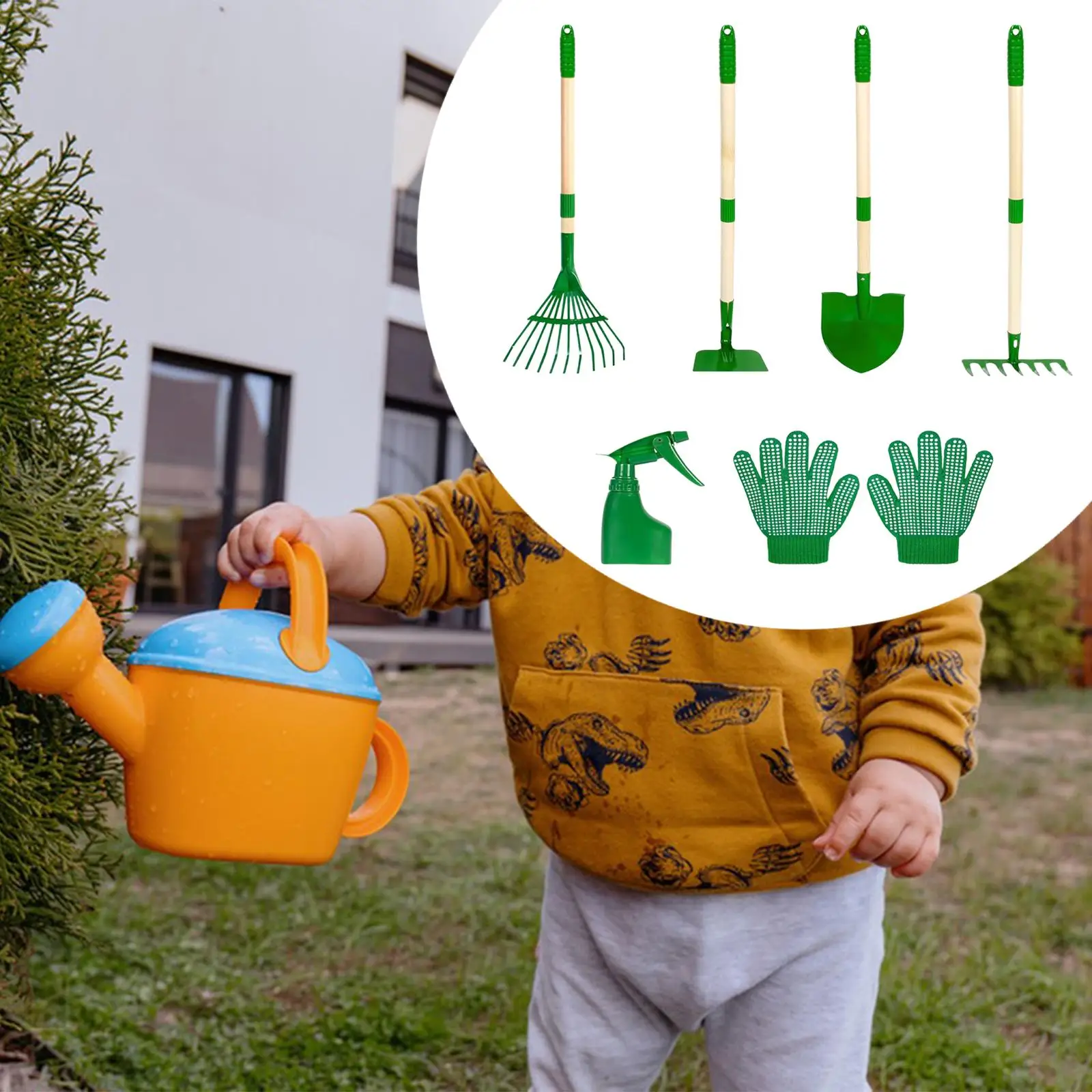 

6 Pieces Kids Gardening Tools Set Practical Comfort Handle with Spray Bottle