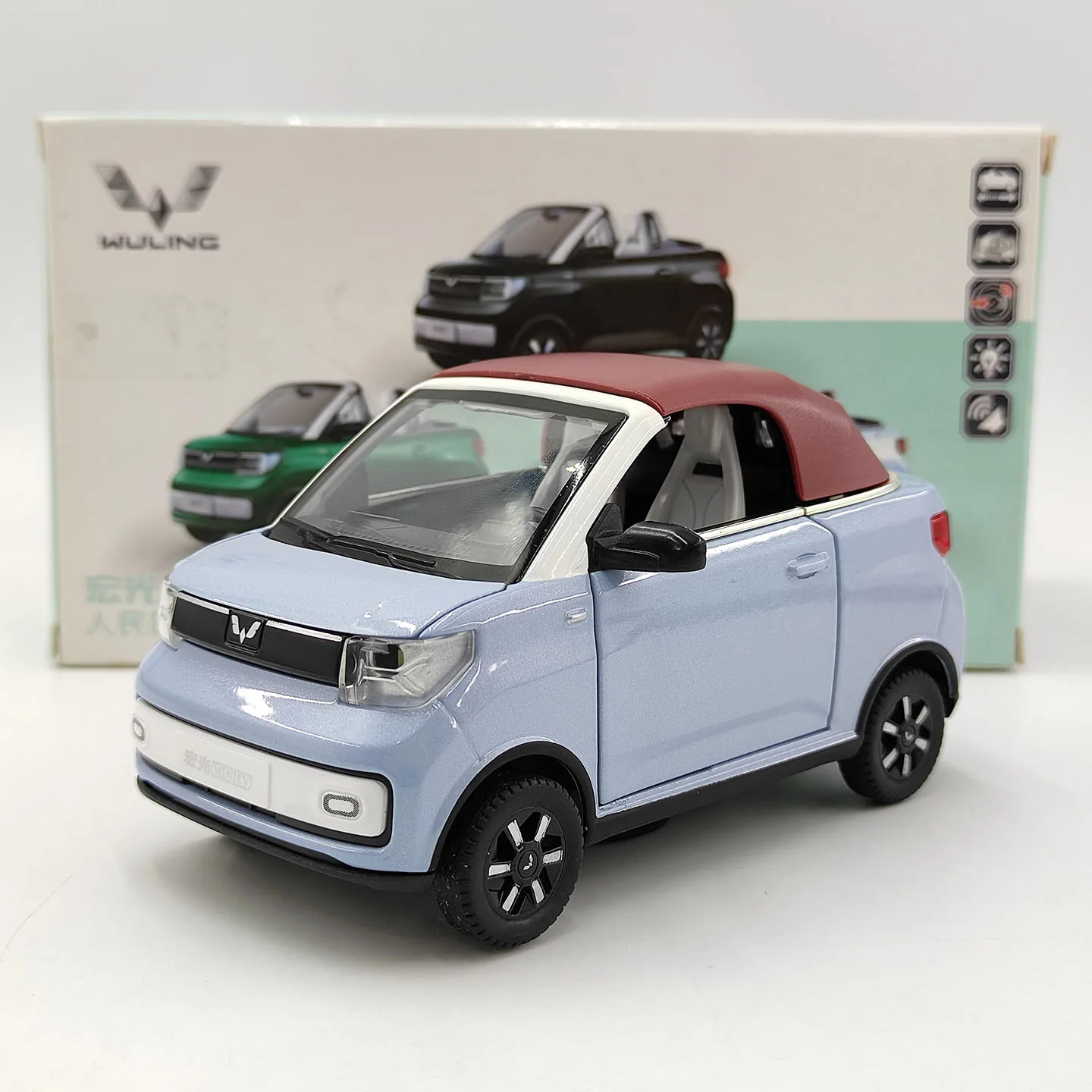 Diecast 1:24 Scale Wuling Hongguang Concept Car with Double Doors Alloy Car Model