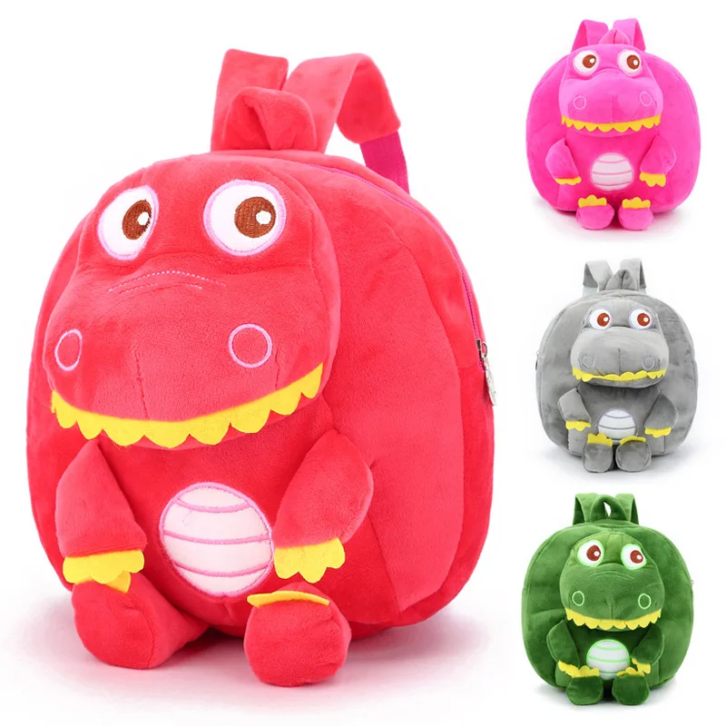 Cute Dinosaur Kids Backpack Winter Soft Plush Boy Girl Kindergarten Schoolbags Zipper Children Shoulder Bags Backpacks