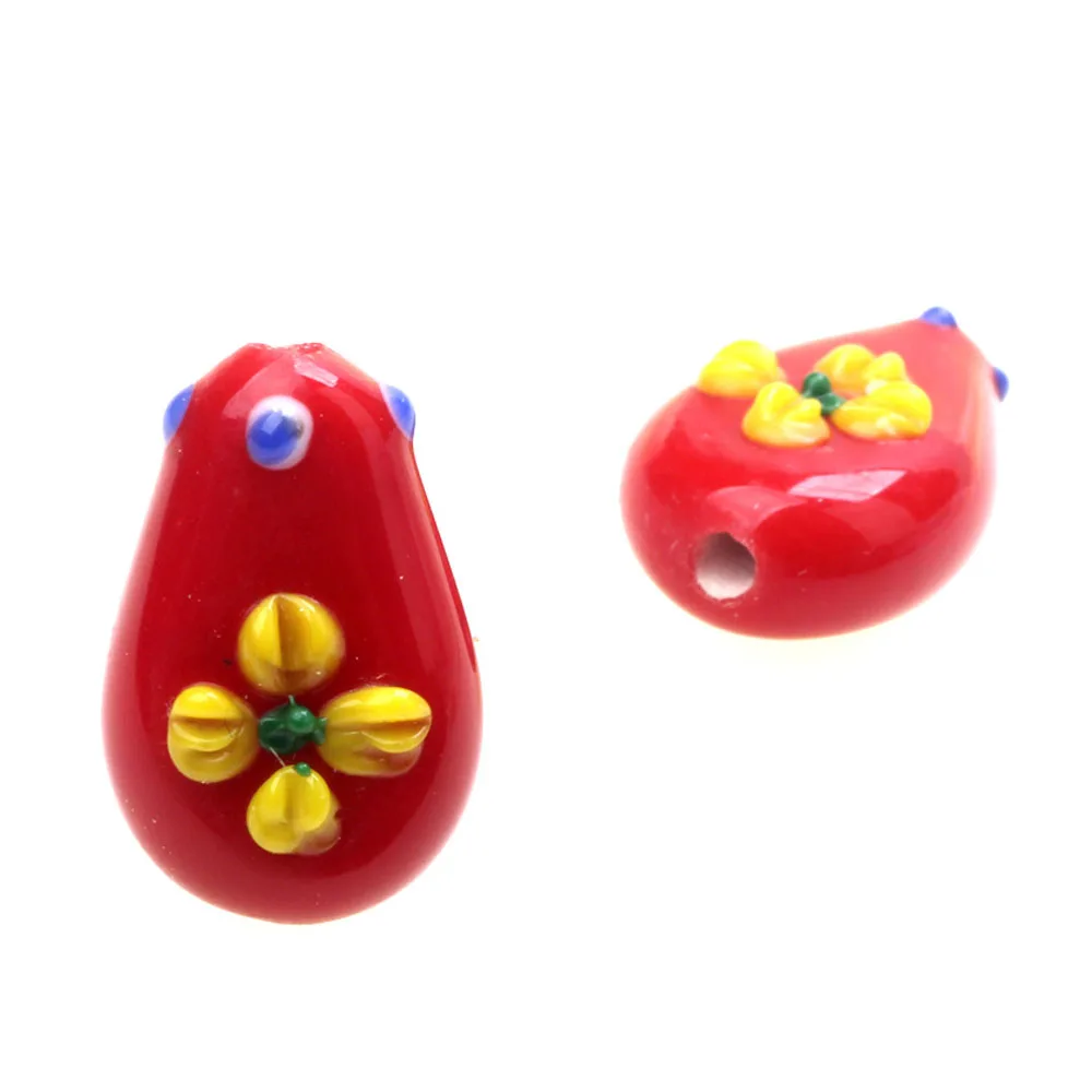 

2-6Pcs/Lot Red Hand Painted Vintage Carved Petals Glass Beads DIY Necklace Bracelet Jewelry Handmade Discovery