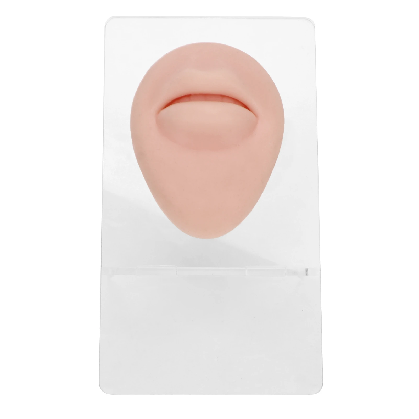 Modelo de cuerpo de perforación de silicona, modelo de ombligo de lengua, nariz, oreja de silicona suave, con estante de exhibición para práctica de perforación mediana