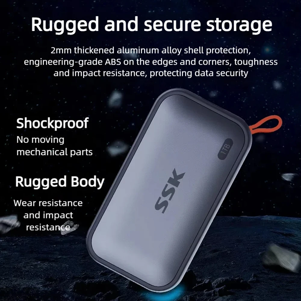 SSK Portable SSD 1TB External Solid State Drives USB 3.2 Up To 560MB/s Type-C External Hard Drive for Mobile Phone MAC Laptop