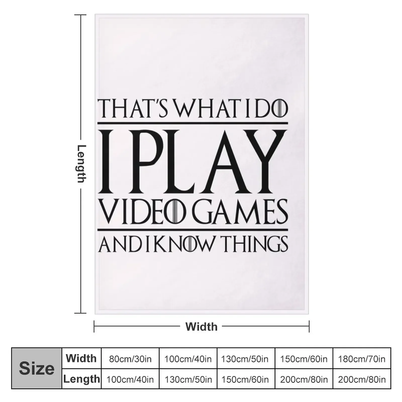 That's What I Do, I Play Video Games and I Know Things Throw Blanket couch cozy soft plush fuzzy picnic outdoor blanket