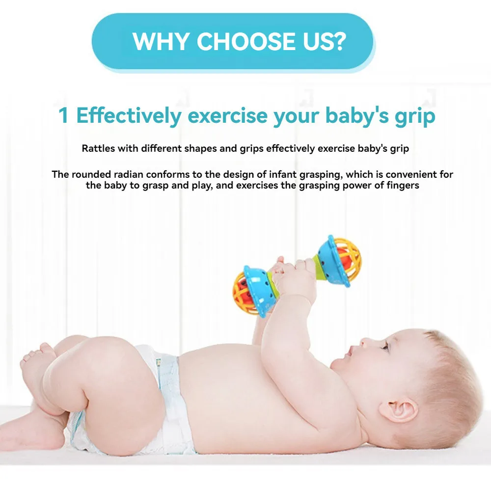 7 ชิ้น/เซ็ตทารก Rattle กัดยางกัดพลาสติกปลอดสารพิษที่มีสีสัน Rattles มือกริ๊งระฆังของเล่น