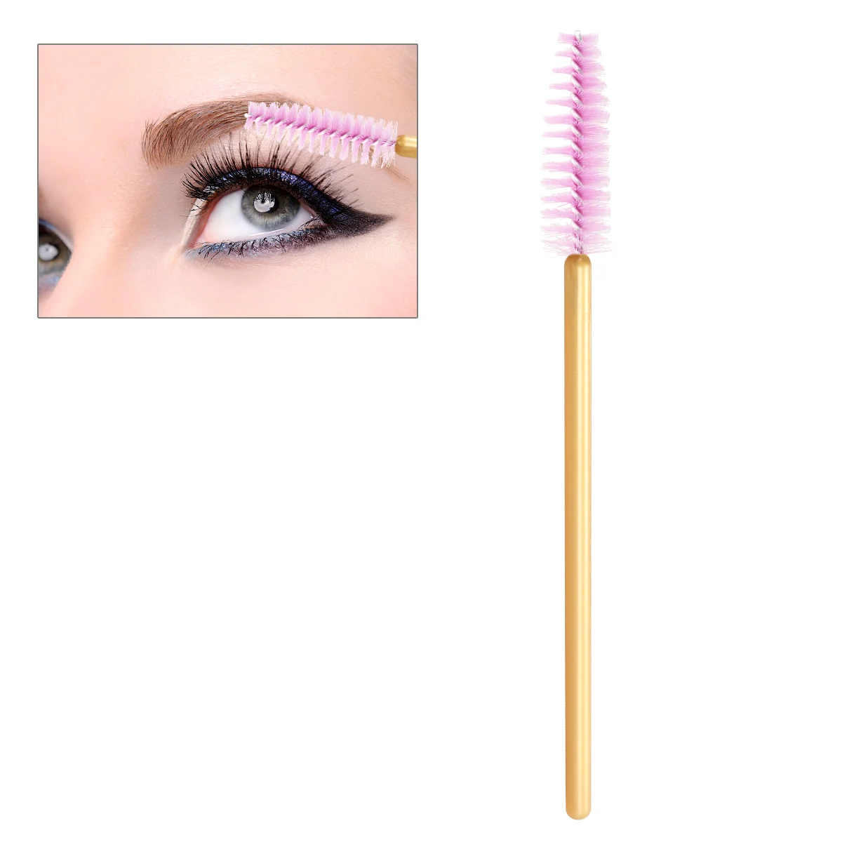 50 Stuks Wegwerp Wimper Mascara Wand Applicator Gekleurde Make-Up Portable Wimper Volume (Gouden Staaf, Zwarte Borstel)