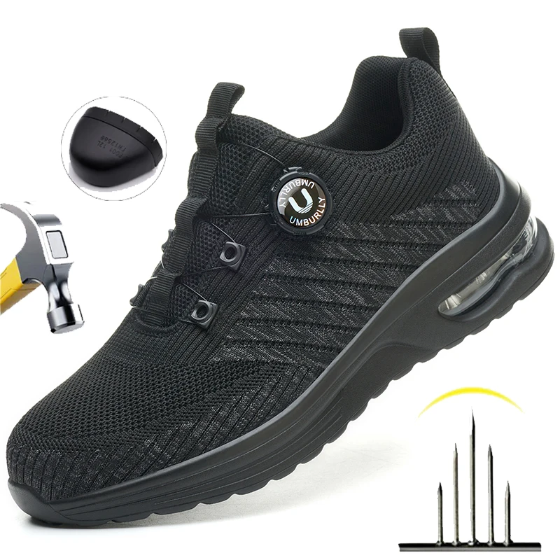 

Mens Work Safety Shoes Steel Toe Anti-smash Lightweight Breathable Sneakers Indestructible Shoes Construction Site Working Shoes