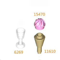 Buildings Blocks 15470 Plate Round 1 x 1 Swirled Top For 6269 Utensil Goblet Glass 11610 Cone 1 x 1 Inverted with Bar MOC