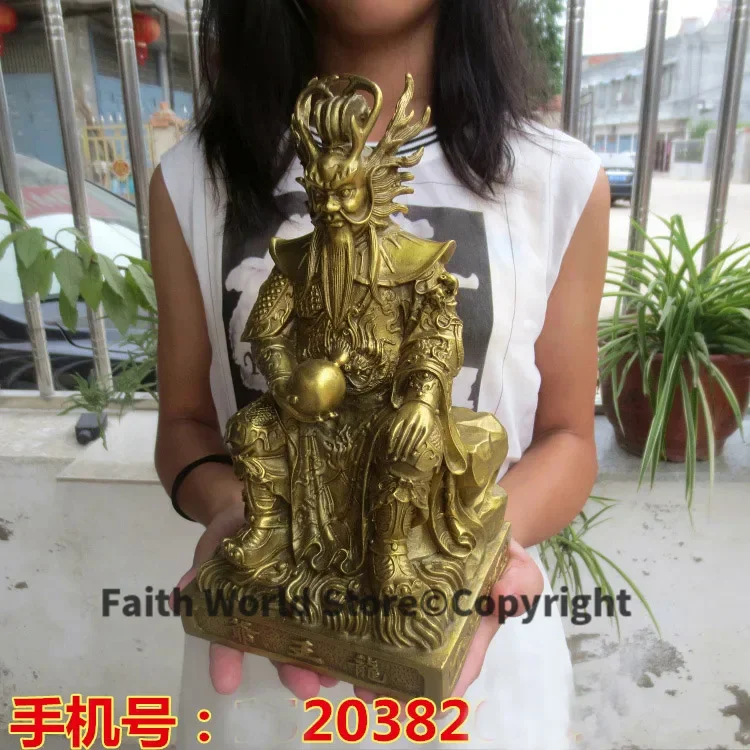 office SHOP TOP efficacious Money Drawing GOOD LUCK Mascot # Southeast Asia Sea god Dragon King FENG SHUI Brass statue