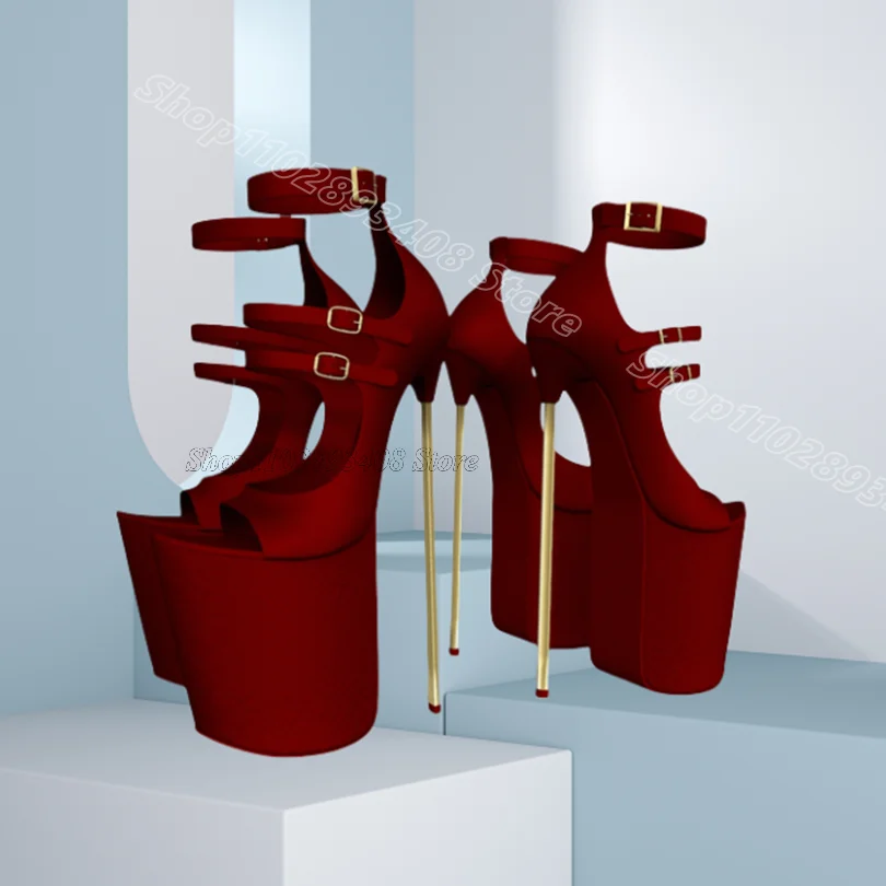 Sandalias de plataforma con tacones de Metal blanco, Punta abierta, hebilla en el tobillo, estilo británico, sandalias de fiesta de baile de verano Para Mujer, Zapatos Para Mujer 2025