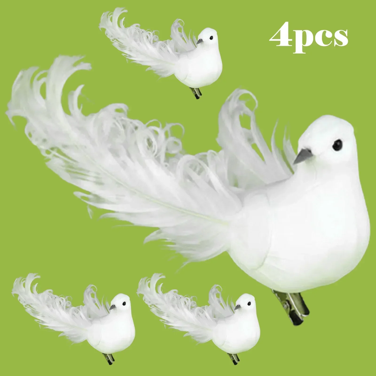 Brand New Artificial Bird Décor 4PCS Christenings Decorative Feathers Foam For Wedding Lover Peace Doves Small