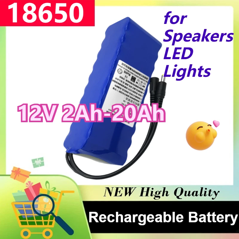 

12V 18650 Cell Lithium Battery Pack Rechargeable 2Ah to 20Ah Compact High Capacity for LED Light Speaker Outdoor Use