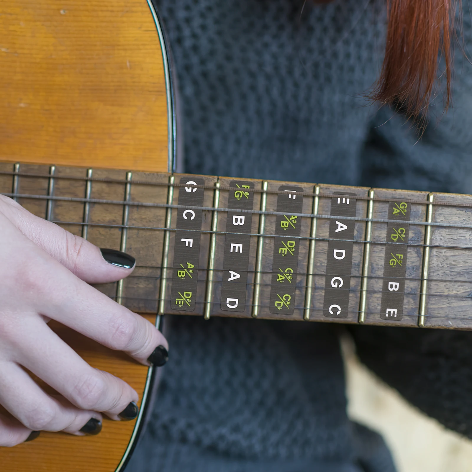 

2pcs Guitar Fingerboard Stickers Reusable Bright Learning Tool For Beginners Folk Electric Guitar Practice Fretboard Notes