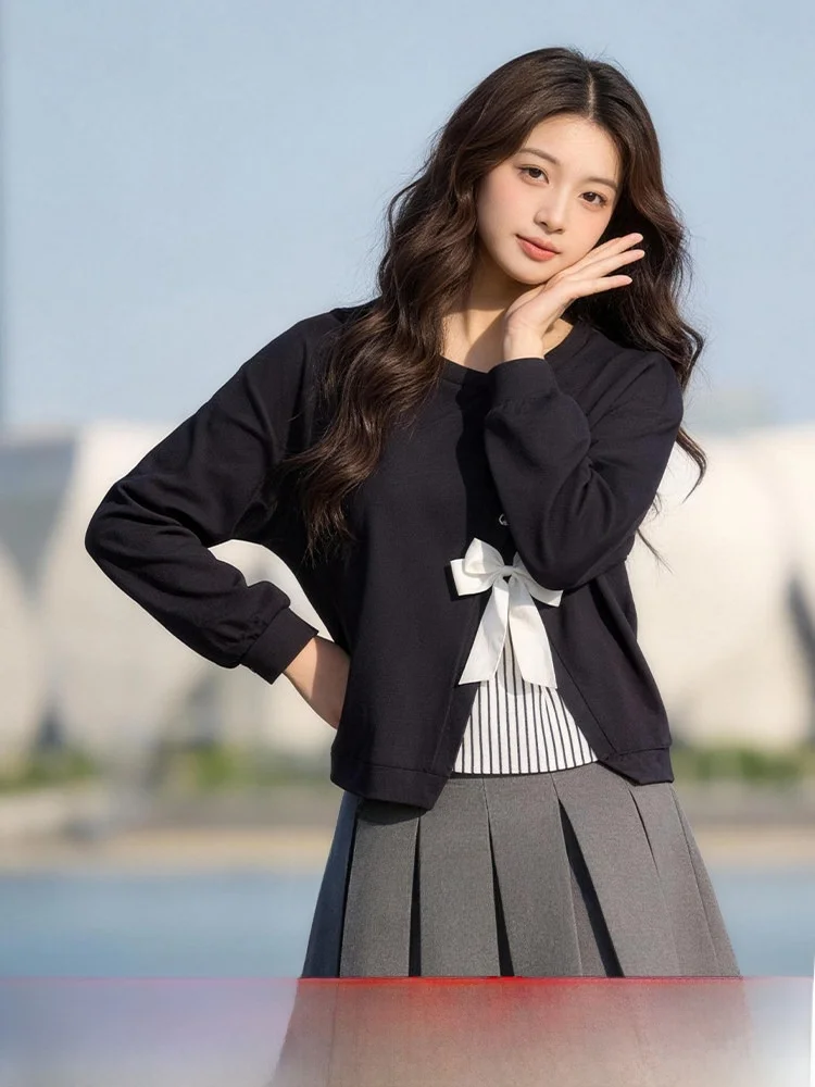 

Модный женский худи оверсайз с узлом, весенняя новинка, стройнящий топ, трендовый комплект из двух предметов, повседневный уличный стиль