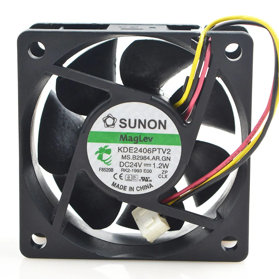 

KDE2406PTV2 24V 1.2W 6CM 60mm wires silent frequency converter cooling fan 60*60*25MM for SUNON