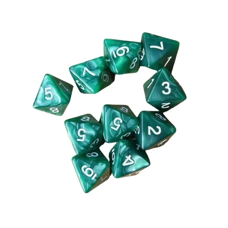 

652d 10pcs Акриловые многогранники 8-боковые кости Мраморные шаблоны настольные игры настольные игры