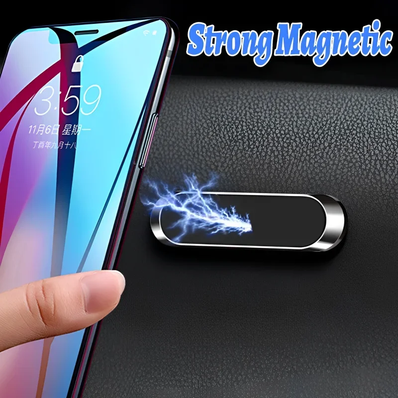 

Strong Magnetic Car Mobile Phone Metal Mini Strip Holder Nano Non-marking Adhesive Suitable For IPhone Samsung Xiaomi Auto Parts
