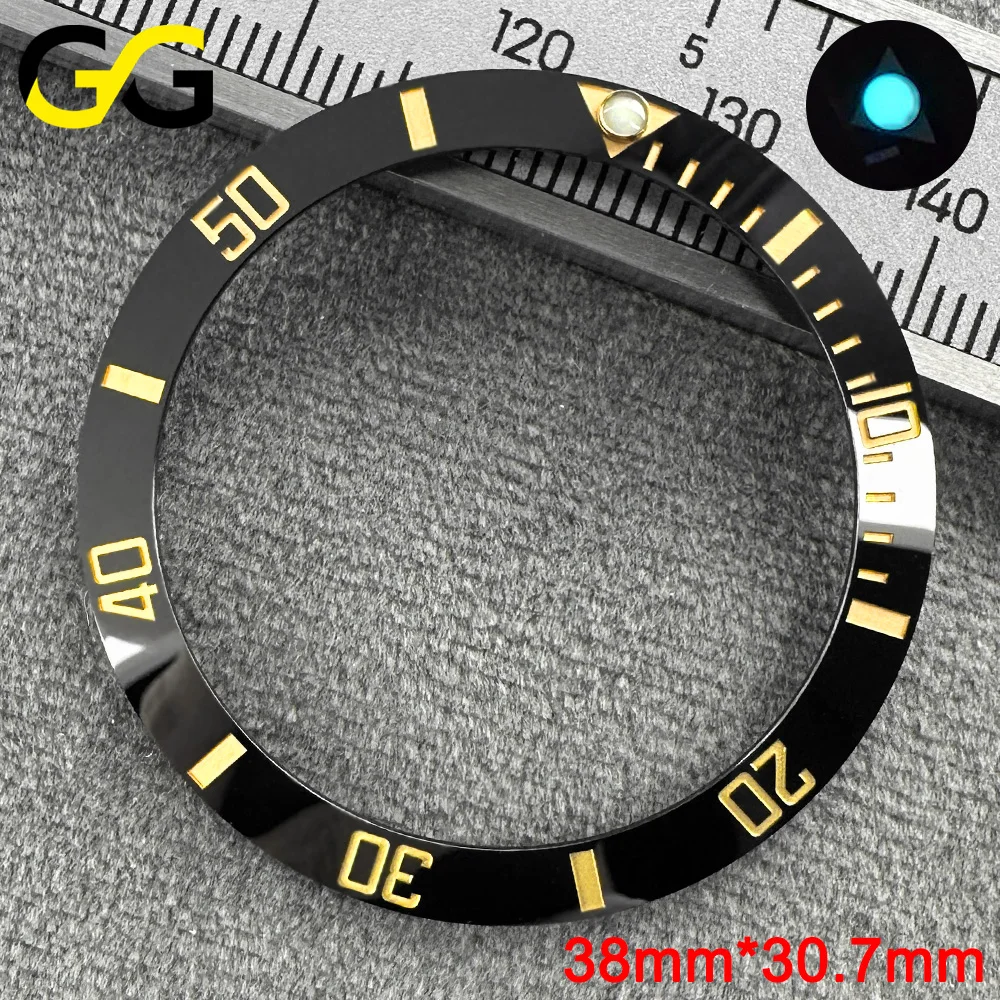 38mm * 30,7mm/38,5mm * 31mm Keramik-Lünette SUB Hochwertige Uhrenteile Zubehör Abgeschrägte Blaue Leuchtmasse – Detail 7