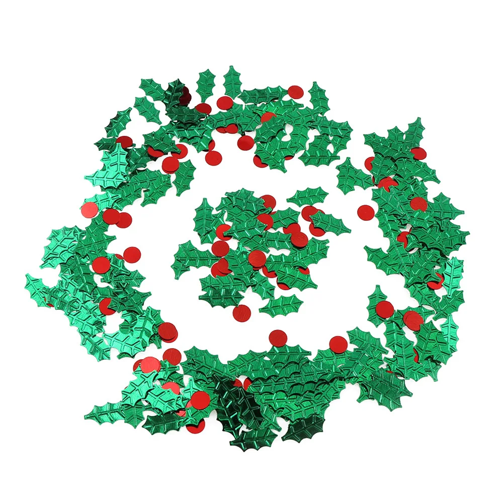 

60G Berry Green Leaf Christmas Sequin Confetti Decorative Glitter Confetti for Party Supplies Home Cafe Shop Bar Festive