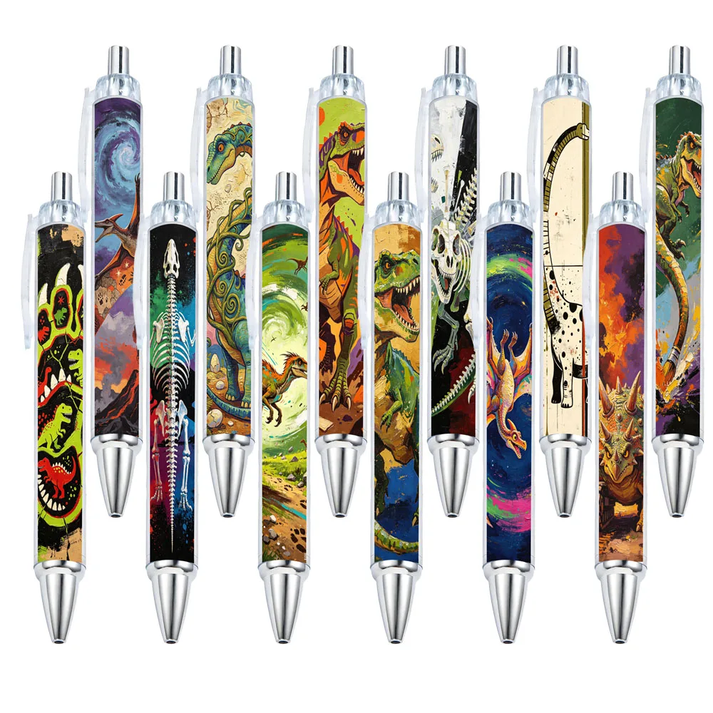 6Pcs/12Pcs Dinosaur-Themed Ballpoint Pens, Evil Dragon-Themed Gift Pens, Office Writing Pens, Random Styles