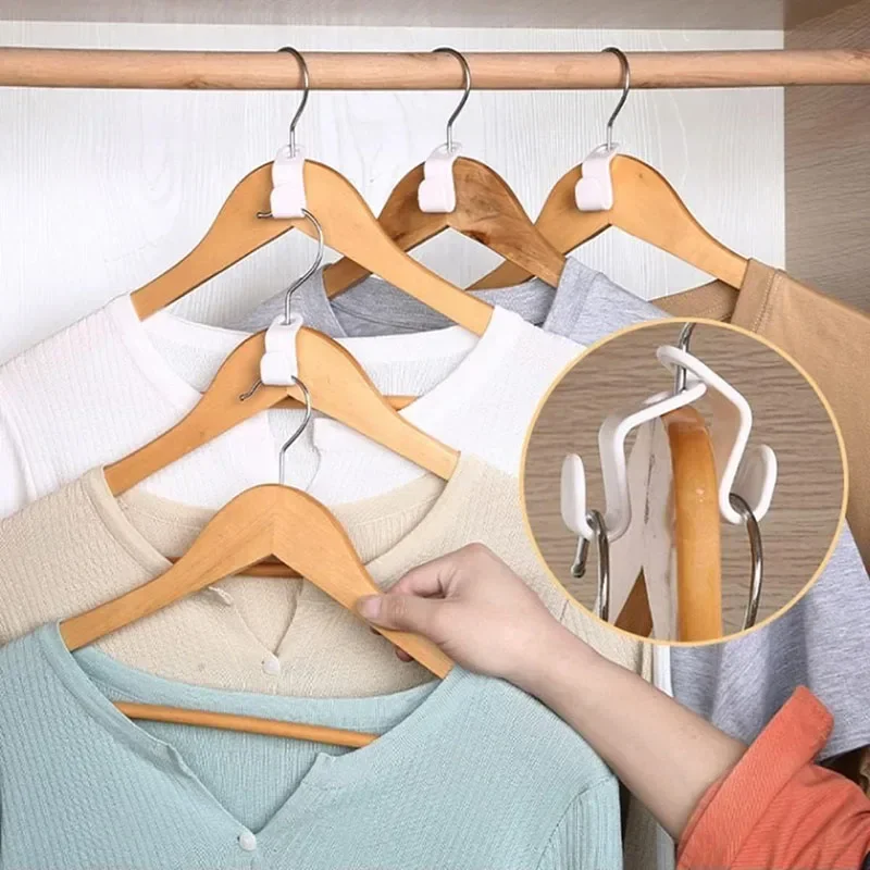 

5-20PCS Wardrobe Hanger Hook Organizer Connected Multifunctional Stacked Plastic Bedroom Wardrobe Storage Space Saving Coat Hook