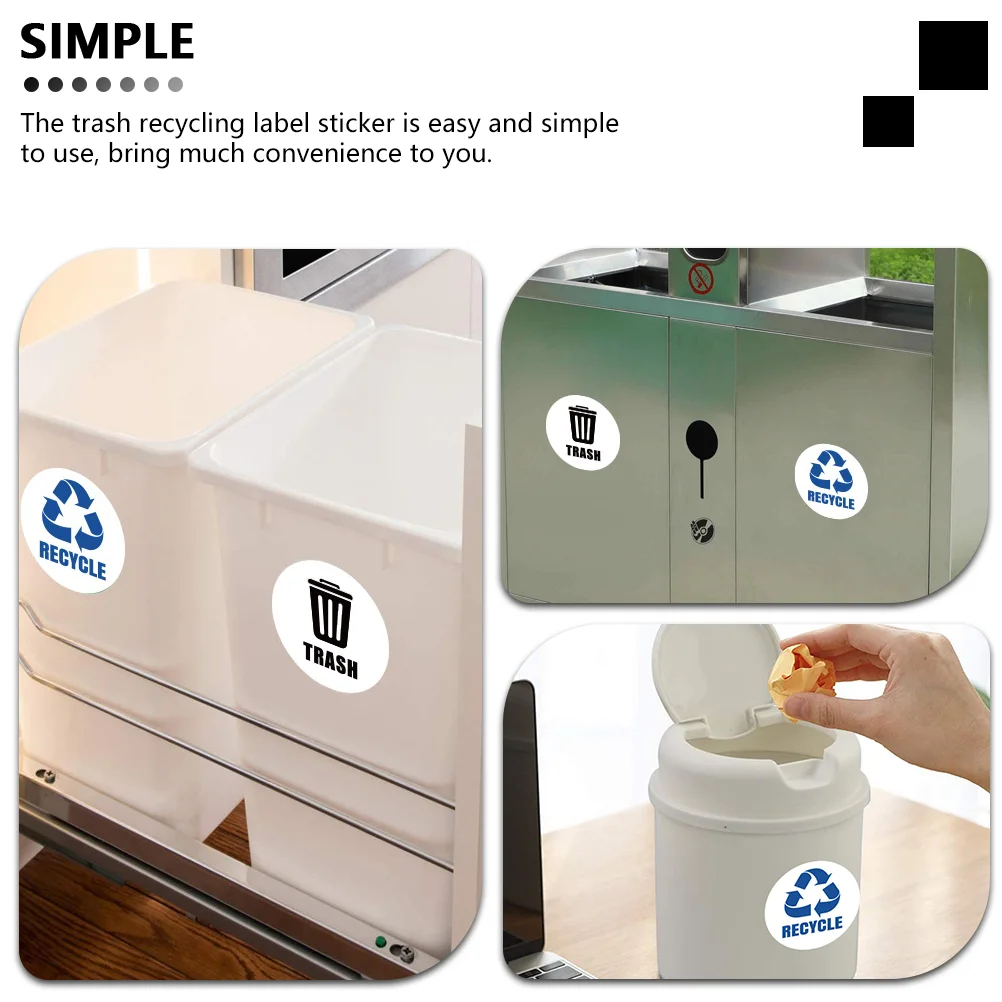 6-teilige Müll-Mülleimer-Aufkleber, Nagel, Outdoor, Recycling, Vinyl, weiß, PVC, Abfallbehälter