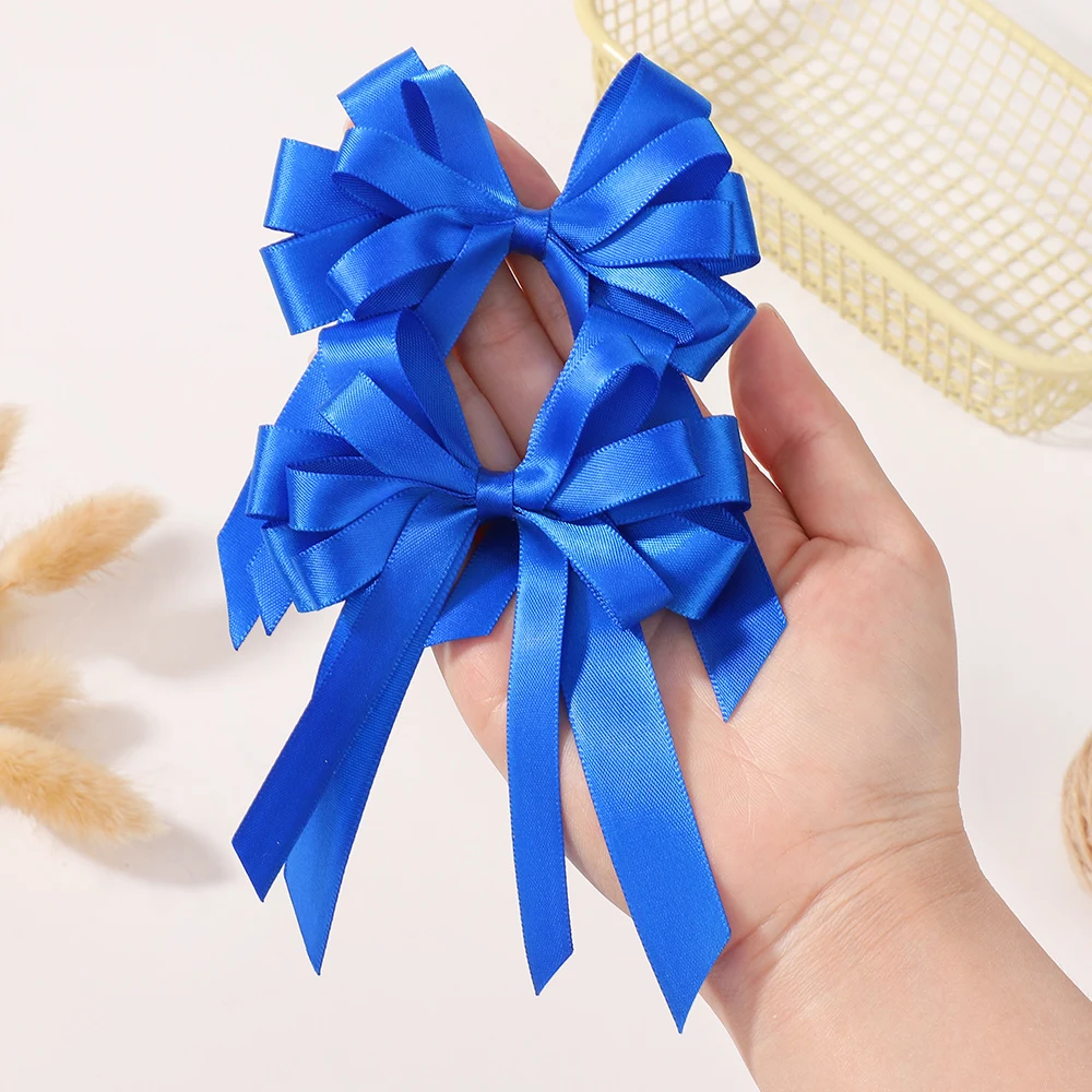 2Pcs Gorgeous Flower Bows Hair Clips Exquisite Tassel Ribbon Hairgripes Girls Party Decoration Hair Accessories - Image 5