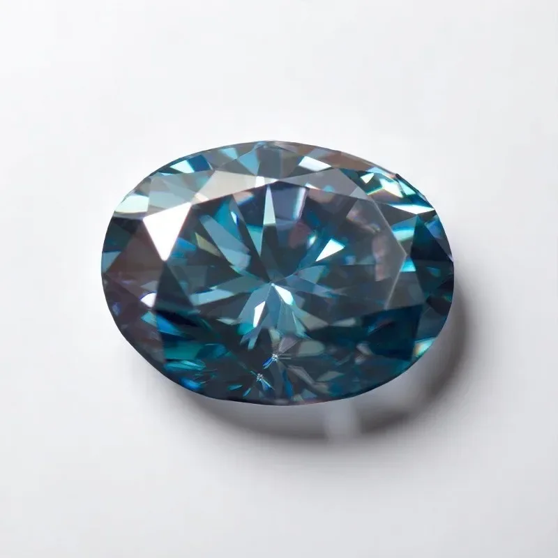

L-Sapphire Blue Moissanite Loose Stone Oval Cut Synthetic Lab Grown Gemstone Passed Diamond Tester Comes With Certificate